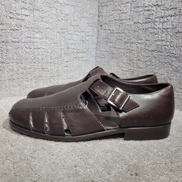 Vintage Tommy Bahama San Tommaso Men's Size 12M Brown Leather Fisherman Sandals - Picture 3 of 10